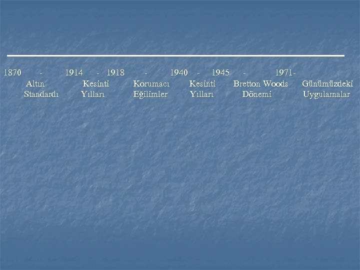 1870 - 1914 - 1918 - 1940 - 1945 - 1971 Altın Kesinti Korumacı