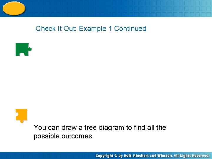 Check It Out: Example 1 Continued You can draw a tree diagram to find