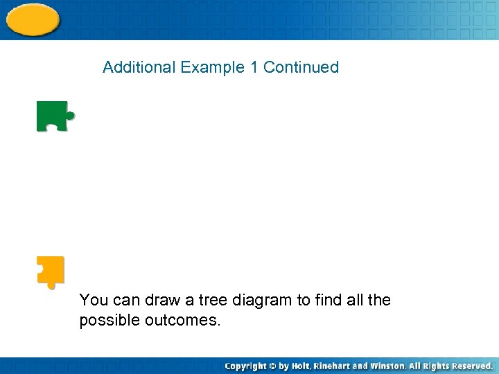 Additional Example 1 Continued You can draw a tree diagram to find all the