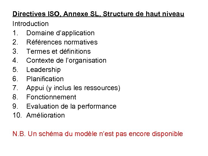 Directives ISO, Annexe SL, Structure de haut niveau Introduction 1. Domaine d’application 2. Références