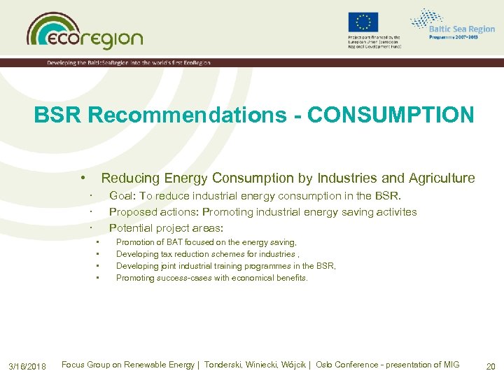 Focus Group for Renewable Energy Draft Background Documentation