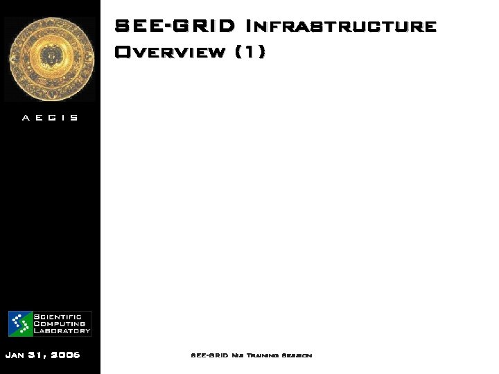 SEE-GRID Infrastructure Overview (1) AEGIS Jan 31, 2006 SEE-GRID Nis Training Session 