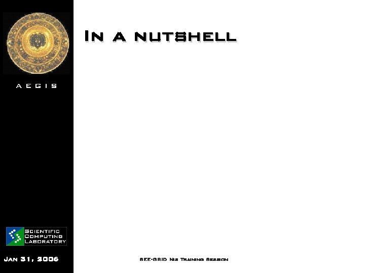 In a nutshell AEGIS Jan 31, 2006 SEE-GRID Nis Training Session 