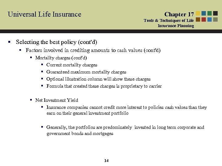 Universal Life Insurance Chapter 17 Tools & Techniques of Life Insurance Planning § Selecting