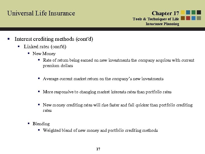 Universal Life Insurance Chapter 17 Tools & Techniques of Life Insurance Planning § Interest