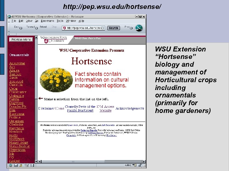 http: //pep. wsu. edu/hortsense/ WSU Extension “Hortsense” biology and management of Horticultural crops including