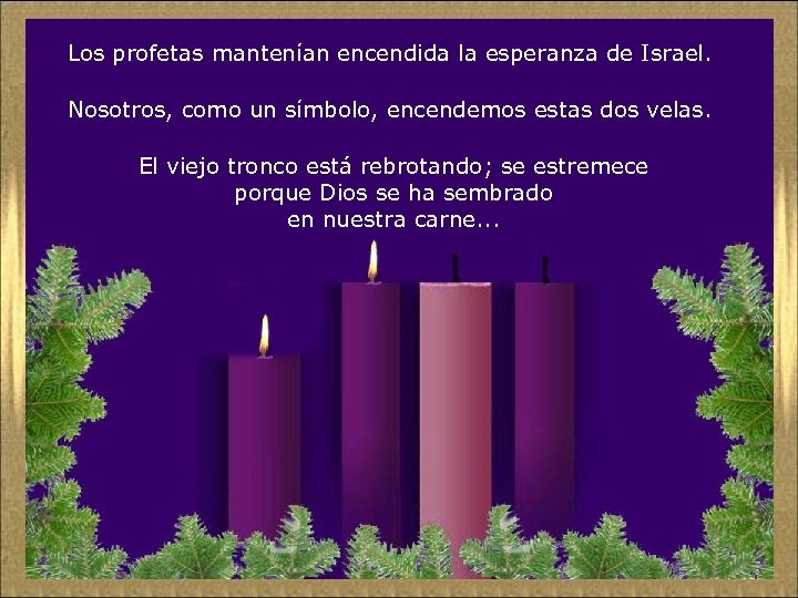 Los profetas mantenían encendida la esperanza de Israel. Nosotros, como un símbolo, encendemos estas