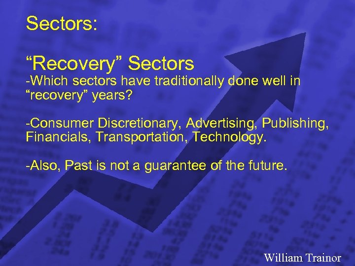 Slide 9 © 2003 By Default! Sectors: “Recovery” Sectors -Which sectors have traditionally done