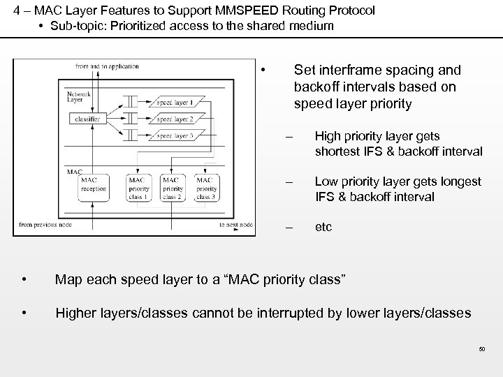 4 – MAC Layer Features to Support MMSPEED Routing Protocol • Sub-topic: Prioritized access