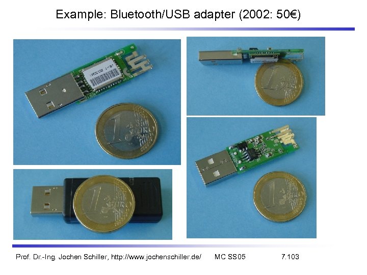 Example: Bluetooth/USB adapter (2002: 50€) Prof. Dr. -Ing. Jochen Schiller, http: //www. jochenschiller. de/
