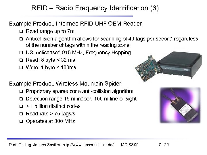 RFID – Radio Frequency Identification (6) Example Product: Intermec RFID UHF OEM Reader Read