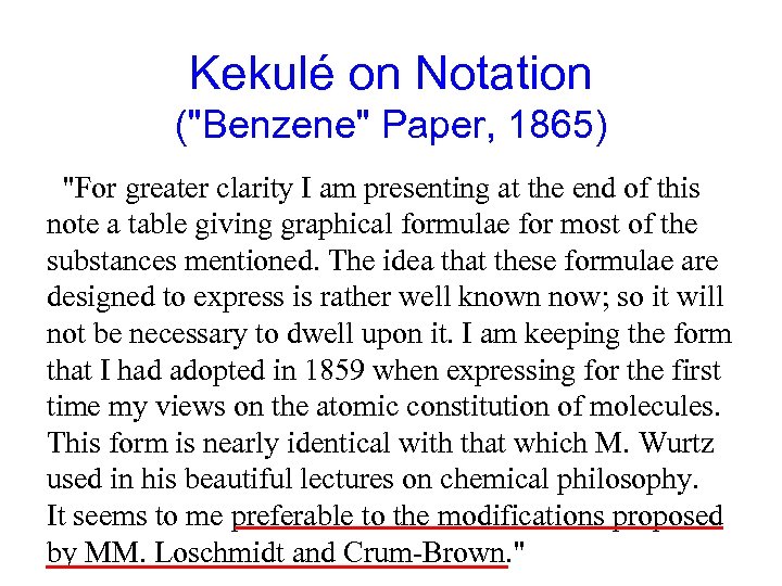 Kekulé on Notation (