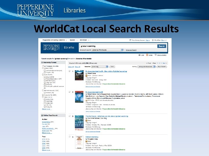 World. Cat Local Search Results 