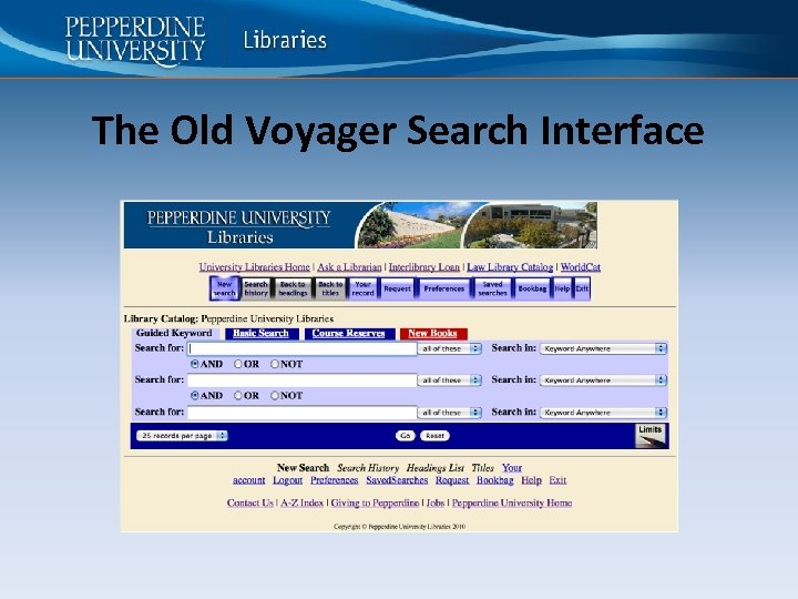 The Old Voyager Search Interface 