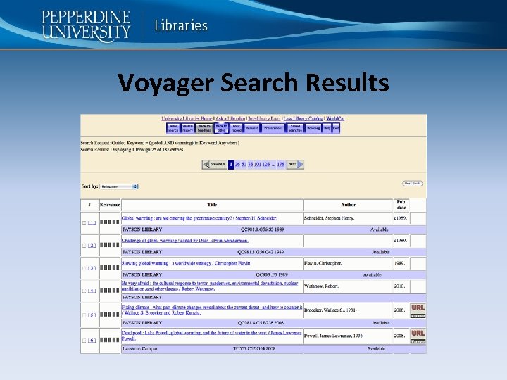 Voyager Search Results 