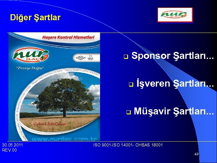 Diğer Şartlar Sponsor Şartları. . . q q q 30. 05. 2011 REV. 00