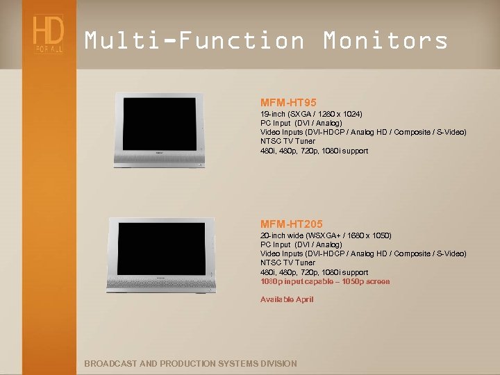 Multi-Function Monitors MFM-HT 95 19 -inch (SXGA / 1280 x 1024) PC Input (DVI