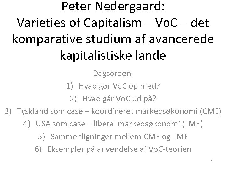 Peter Nedergaard Varieties Of Capitalism Vo C