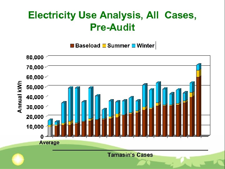 Electricity Use Analysis, All Cases, Pre-Audit Tamasin’s Cases 