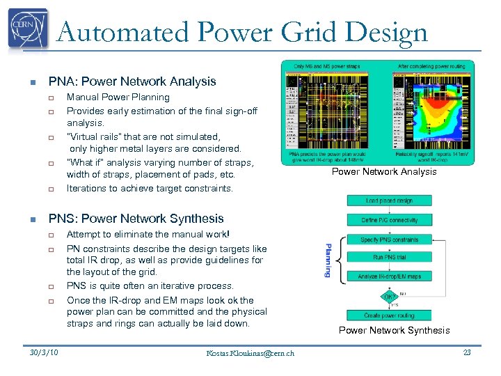Automated Power Grid Design n PNA: Power Network Analysis q q q n Manual