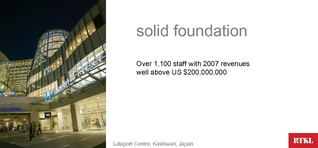 solid foundation Over 1, 100 staff with 2007 revenues well above US $200, 000