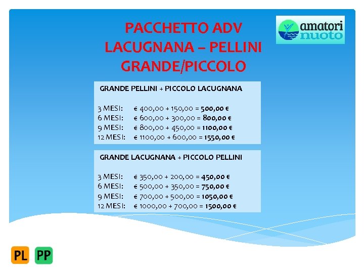 PACCHETTO ADV LACUGNANA – PELLINI GRANDE/PICCOLO GRANDE PELLINI + PICCOLO LACUGNANA 3 MESI: €
