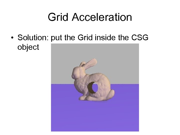 Grid Acceleration • Solution: put the Grid inside the CSG object 