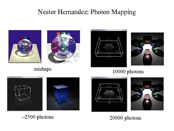 Nestor Hernandez: Photon Mapping mishaps ~2500 photons 10000 photons 20000 photons 