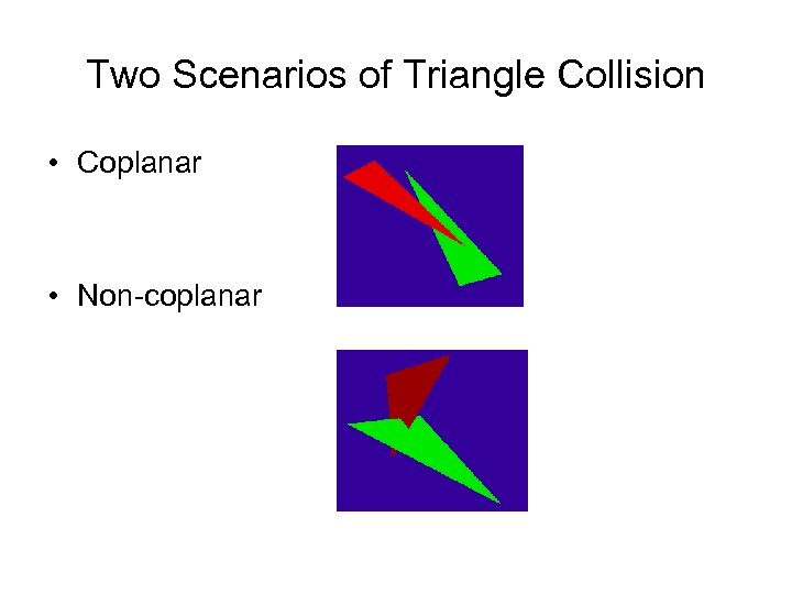 Two Scenarios of Triangle Collision • Coplanar • Non-coplanar 