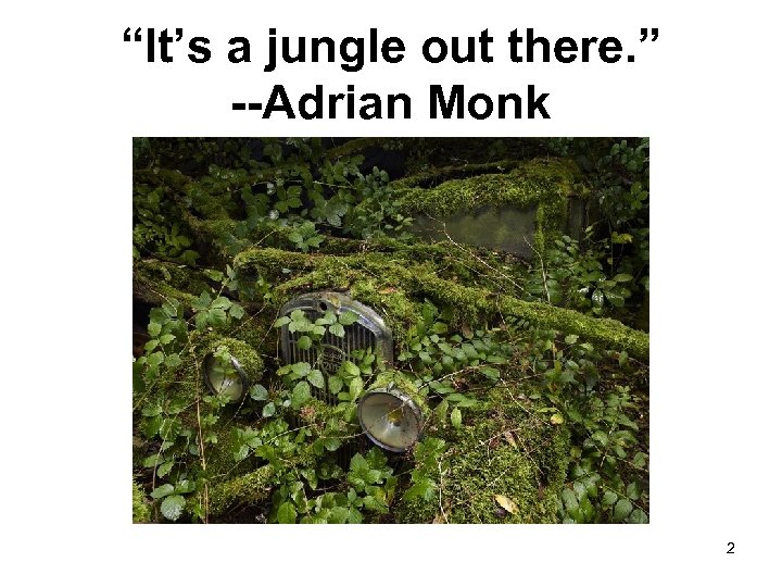“It’s a jungle out there. ” --Adrian Monk 2 
