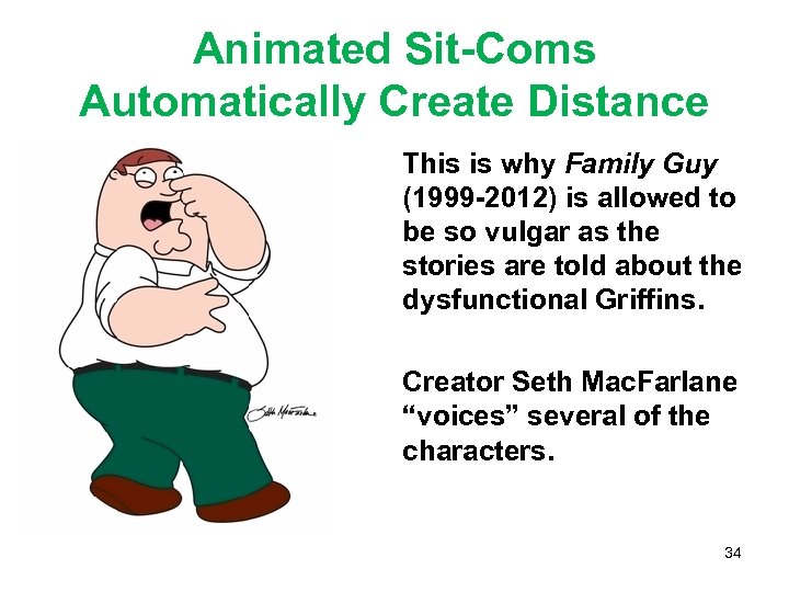 Animated Sit-Coms Automatically Create Distance This is why Family Guy (1999 -2012) is allowed