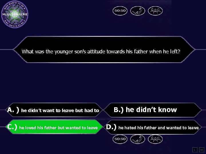 What was the younger son's attitude towards his father when he left? A. )