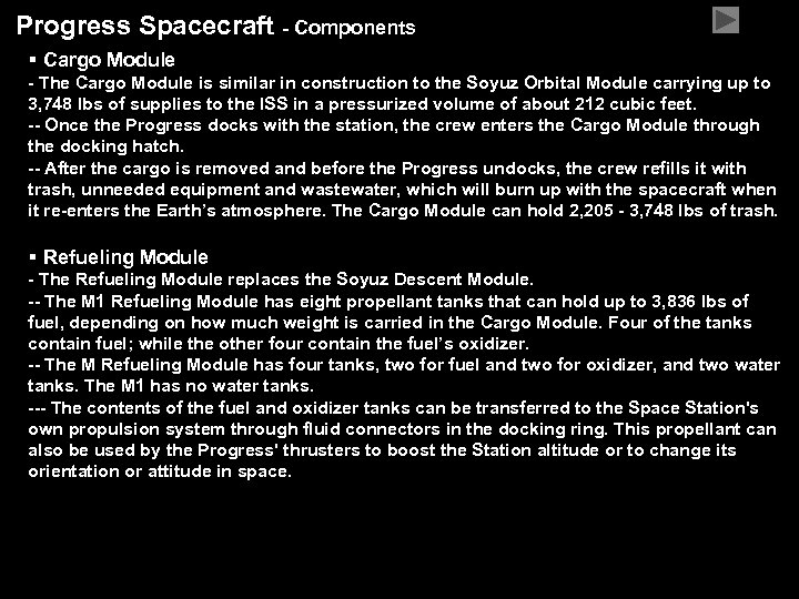 Progress Spacecraft - Components § Cargo Module - The Cargo Module is similar in