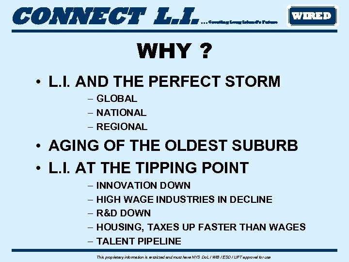 CONNECT L. I. . Creating Long Island’s Future WIRED WHY ? • L. I.
