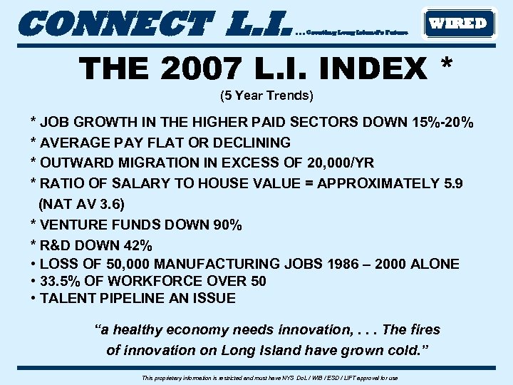 CONNECT L. I. . Creating Long Island’s Future WIRED THE 2007 L. I. INDEX