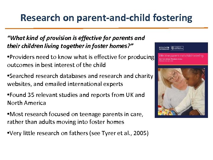 Research on parent-and-child fostering “What kind of provision is effective for parents and their