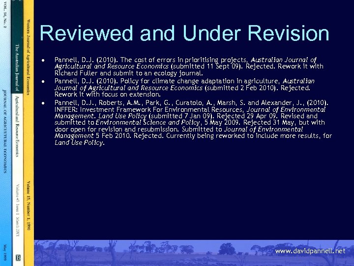 Reviewed and Under Revision · · · Pannell, D. J. (2010). The cost of