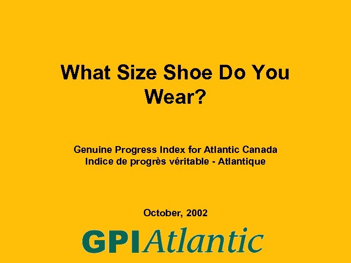 What Size Shoe Do You Wear? Genuine Progress Index for Atlantic Canada Indice de