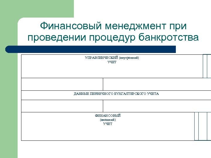 Финансовый менеджмент при проведении процедур банкротства УПРАВЛЕНЧЕСКИЙ (внутренний) УЧЕТ ДАННЫЕ ПЕРВИЧНОГО БУХГАЛТЕРСКОГО УЧЕТА ФИНАНСОВЫЙ