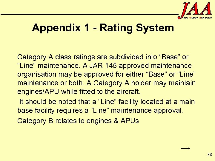 oint Aviation Authorities Appendix 1 - Rating System Category A class ratings are subdivided