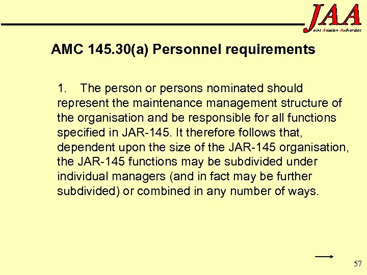 oint Aviation Authorities AMC 145. 30(a) Personnel requirements 1. The person or persons nominated