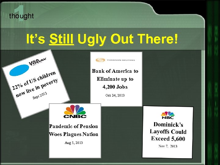 1 thought It’s Still Ugly Out There! Bank of America to Eliminate up to