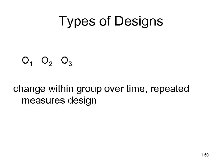 Types of Designs O 1 O 2 O 3 change within group over time,