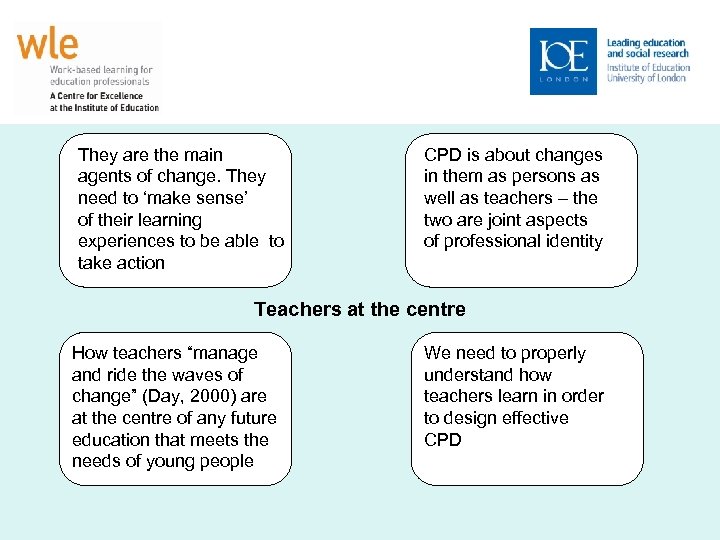 They are the main agents of change. They need to ‘make sense’ of their