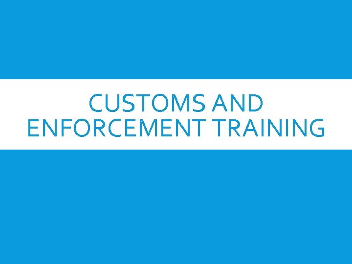 CUSTOMS AND ENFORCEMENT TRAINING 