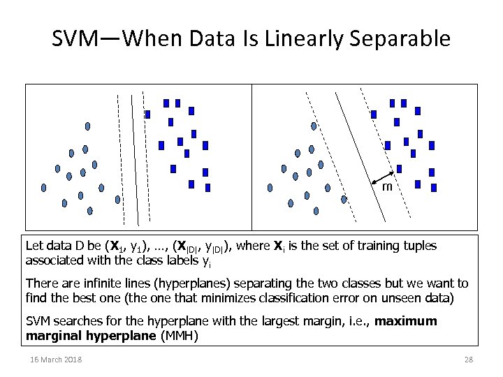 SVM—When Data Is Linearly Separable m Let data D be (X 1, y 1),