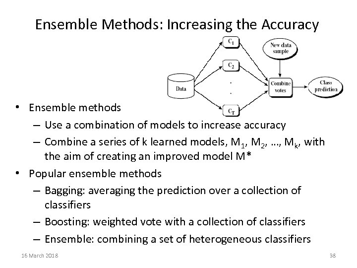 Ensemble Methods: Increasing the Accuracy • Ensemble methods – Use a combination of models