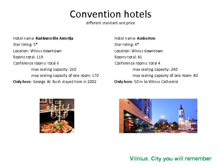 Convention hotels different standard and price Hotel name: Radisson Blu Astorija Star rating: 5*