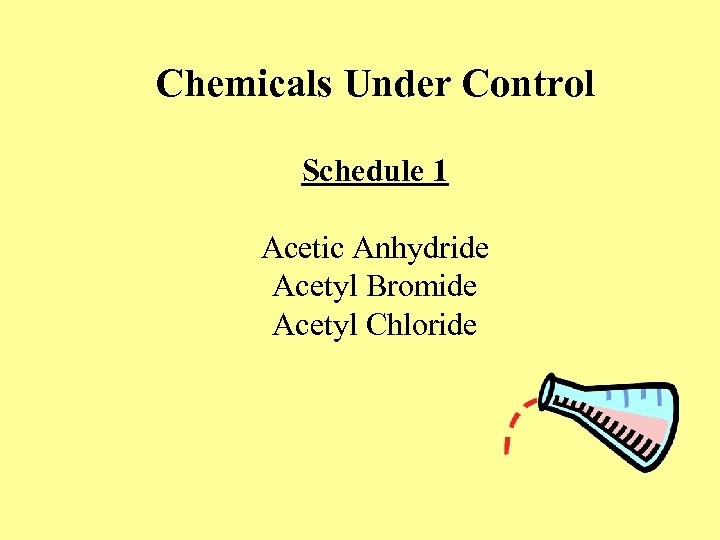 Chemicals Under Control Schedule 1 Acetic Anhydride Acetyl Bromide Acetyl Chloride 