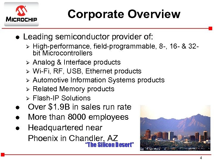 Corporate Overview l Leading semiconductor provider of: Ø Ø Ø l l l High-performance,